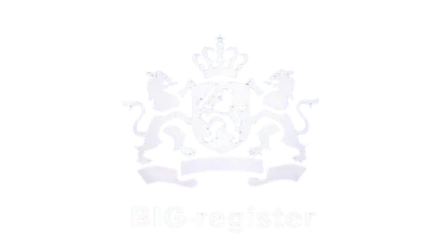 Logo van het BIG-register met het Rijkswapen, ter verificatie van de medische registratie van de bedrijfsarts